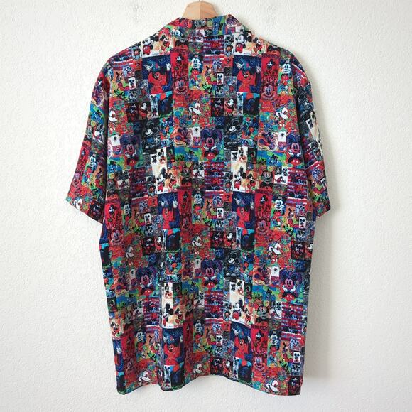VTG Disney All Over Mickey Mouse Men's Shirt Size Large Button Up Artist Mosaic - Picture 3 of 6